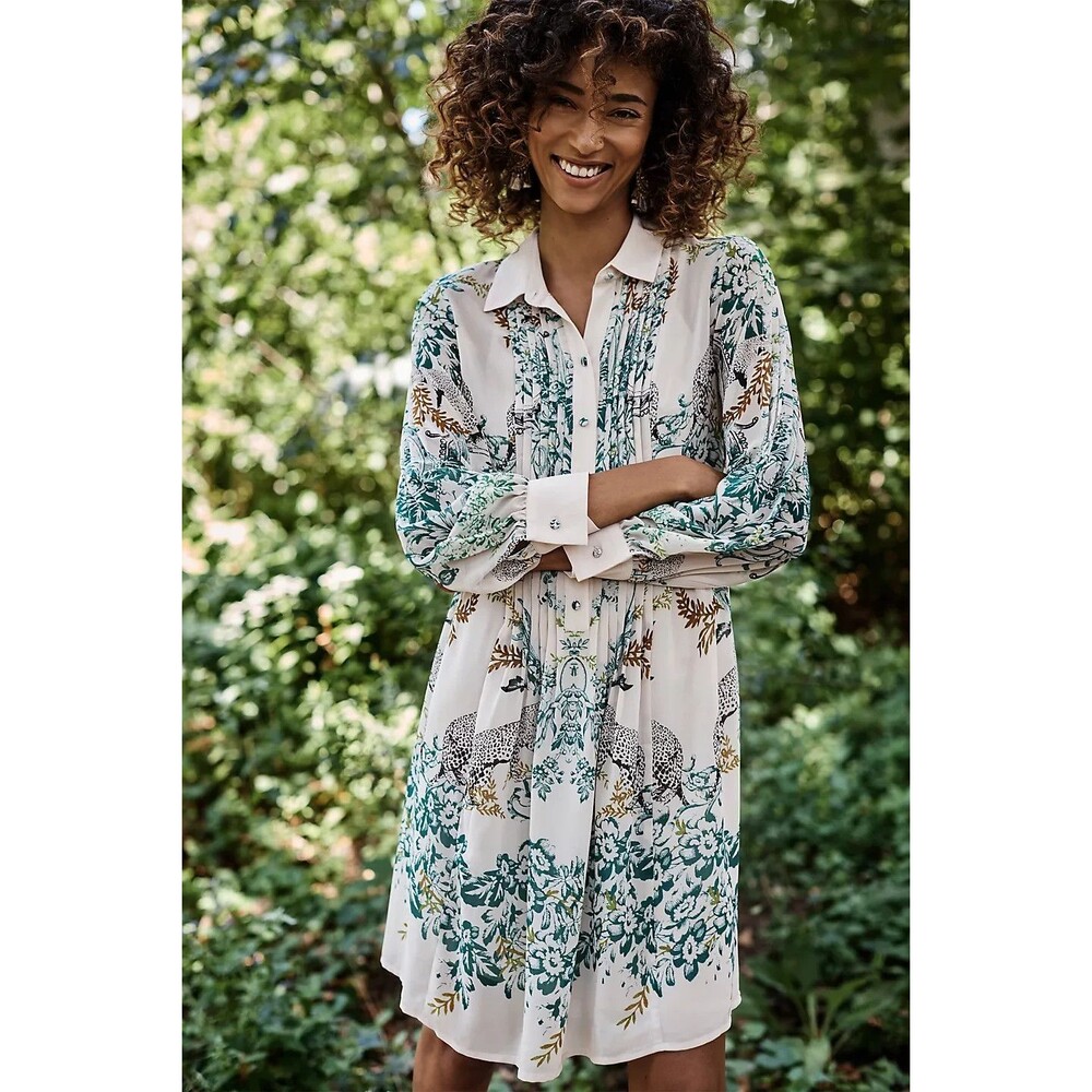 NWT's Maeve ~ Anthropologie Women's Size 2 Ria Drop waist Shirt Dress